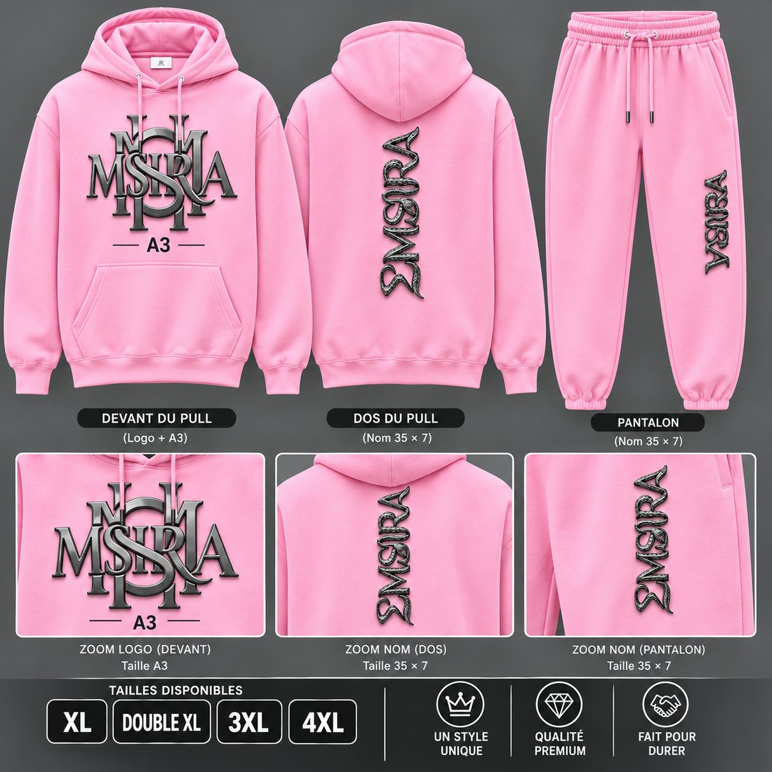 Ensemble Complet Msira Rose (Pull + Pantalon)