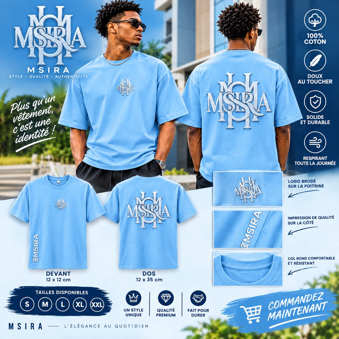 T-Shirt Msira Bleu Ciel